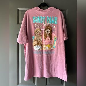 Simply Southern Salty Paws Pink Mauve Short Sleeve T Shirt XXL NWT